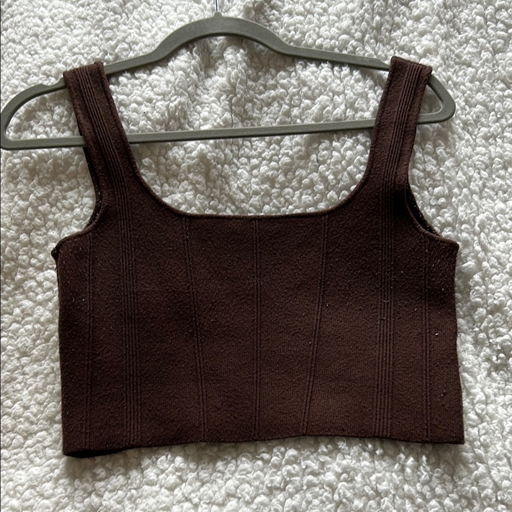 Brown Sleeveless Knit Top (M)
